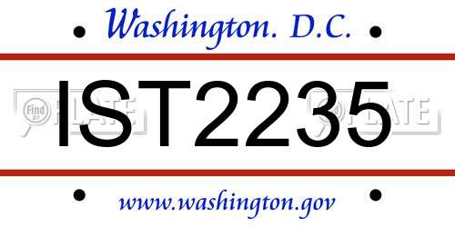 IST2235 District Of Columbia License Plate