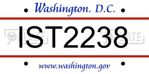 IST2238 District Of Columbia License Plate