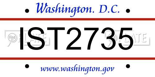 IST2735 District Of Columbia License Plate