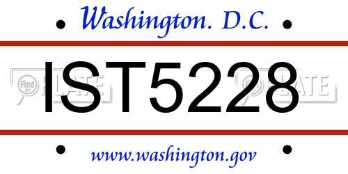 IST5228 District Of Columbia License Plate