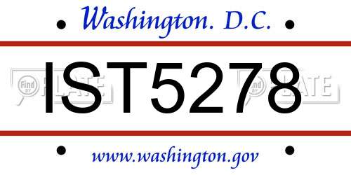IST5278 District Of Columbia License Plate