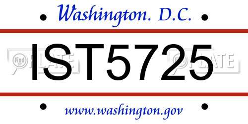IST5725 District Of Columbia License Plate