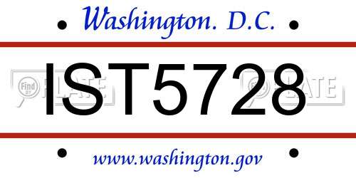 IST5728 District Of Columbia License Plate