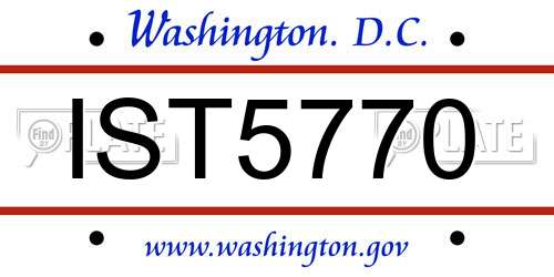 IST5770 District Of Columbia License Plate