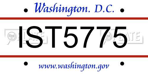 IST5775 District Of Columbia License Plate