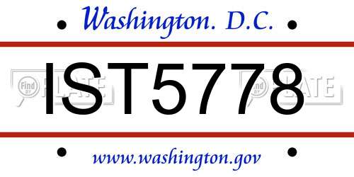 IST5778 District Of Columbia License Plate