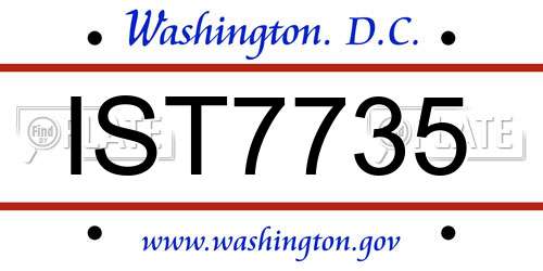 IST7735 District Of Columbia License Plate