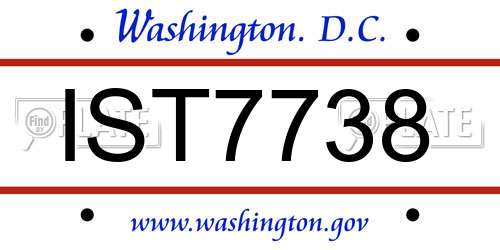IST7738 District Of Columbia License Plate