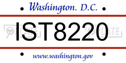 IST8220 District Of Columbia License Plate