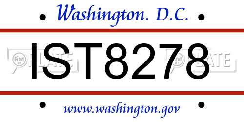 IST8278 District Of Columbia License Plate