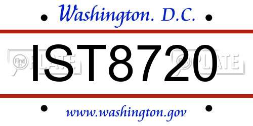 IST8720 District Of Columbia License Plate