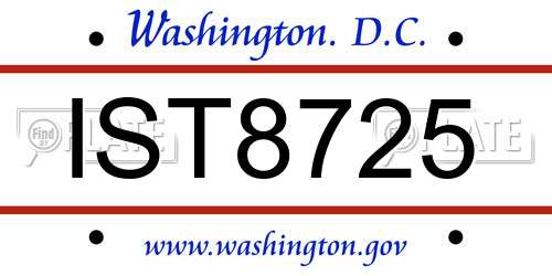 IST8725 District Of Columbia License Plate