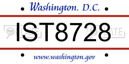 IST8728 District Of Columbia License Plate