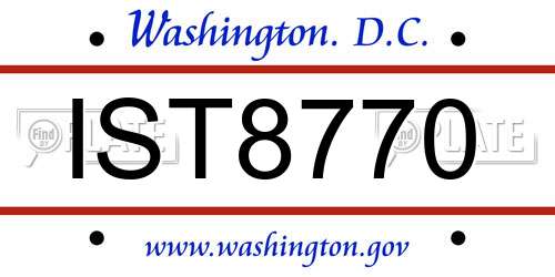 IST8770 District Of Columbia License Plate