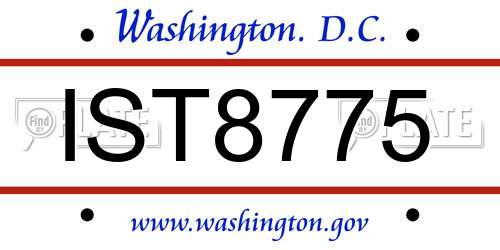 IST8775 District Of Columbia License Plate