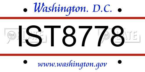 IST8778 District Of Columbia License Plate