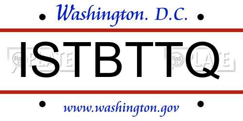 ISTBTTQ District Of Columbia License Plate