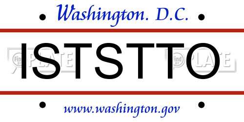 ISTSTTO District Of Columbia License Plate