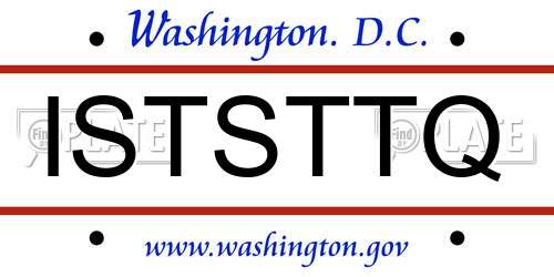 ISTSTTQ District Of Columbia License Plate
