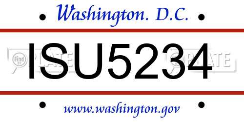 ISU5234 District Of Columbia License Plate