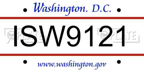 ISW9121 District Of Columbia License Plate