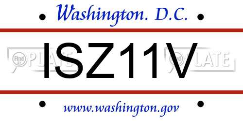 ISZ11V District Of Columbia License Plate