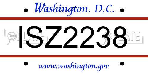 ISZ2238 District Of Columbia License Plate