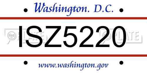 ISZ5220 District Of Columbia License Plate