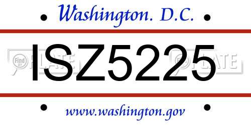 ISZ5225 District Of Columbia License Plate
