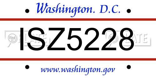 ISZ5228 District Of Columbia License Plate