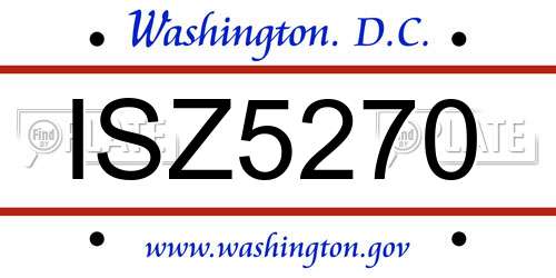 ISZ5270 District Of Columbia License Plate