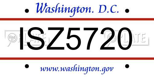 ISZ5720 District Of Columbia License Plate