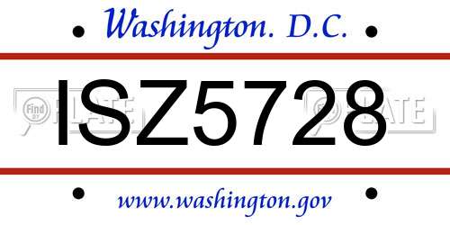 ISZ5728 District Of Columbia License Plate