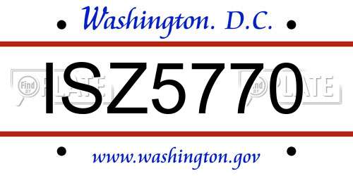 ISZ5770 District Of Columbia License Plate