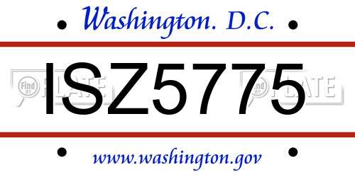 ISZ5775 District Of Columbia License Plate