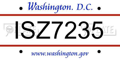 ISZ7235 District Of Columbia License Plate