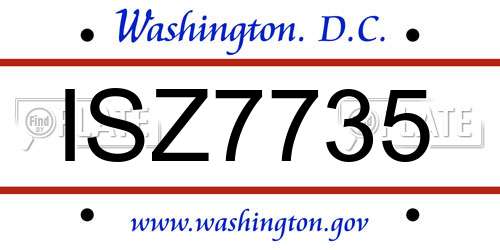 ISZ7735 District Of Columbia License Plate