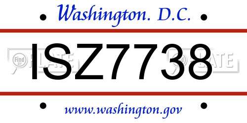 ISZ7738 District Of Columbia License Plate