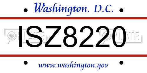 ISZ8220 District Of Columbia License Plate