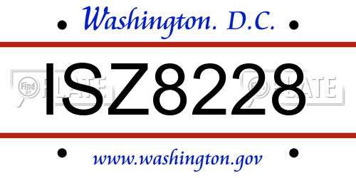 ISZ8228 District Of Columbia License Plate