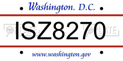 ISZ8270 District Of Columbia License Plate