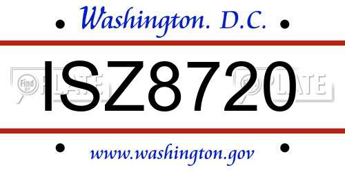ISZ8720 District Of Columbia License Plate