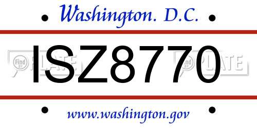 ISZ8770 District Of Columbia License Plate