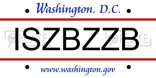 ISZBZZB District Of Columbia License Plate