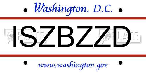 ISZBZZD District Of Columbia License Plate