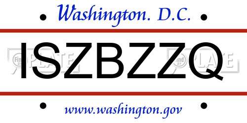 ISZBZZQ District Of Columbia License Plate