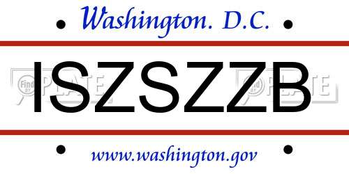 ISZSZZB District Of Columbia License Plate