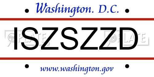 ISZSZZD District Of Columbia License Plate