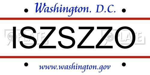 ISZSZZO District Of Columbia License Plate