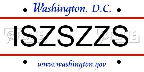 ISZSZZS District Of Columbia License Plate